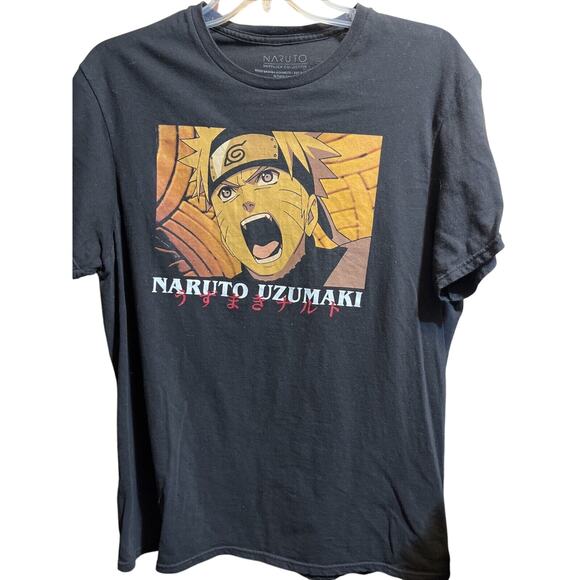 Naruto Shippuden Collection Tee Naruto Uzumaki Yell Black T Shirt Men's Sz Large - Picture 1 of 8